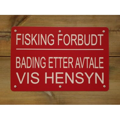 Skilt 295x195 mm, 1,6mm tykk, Rød - med tekst som på bildet